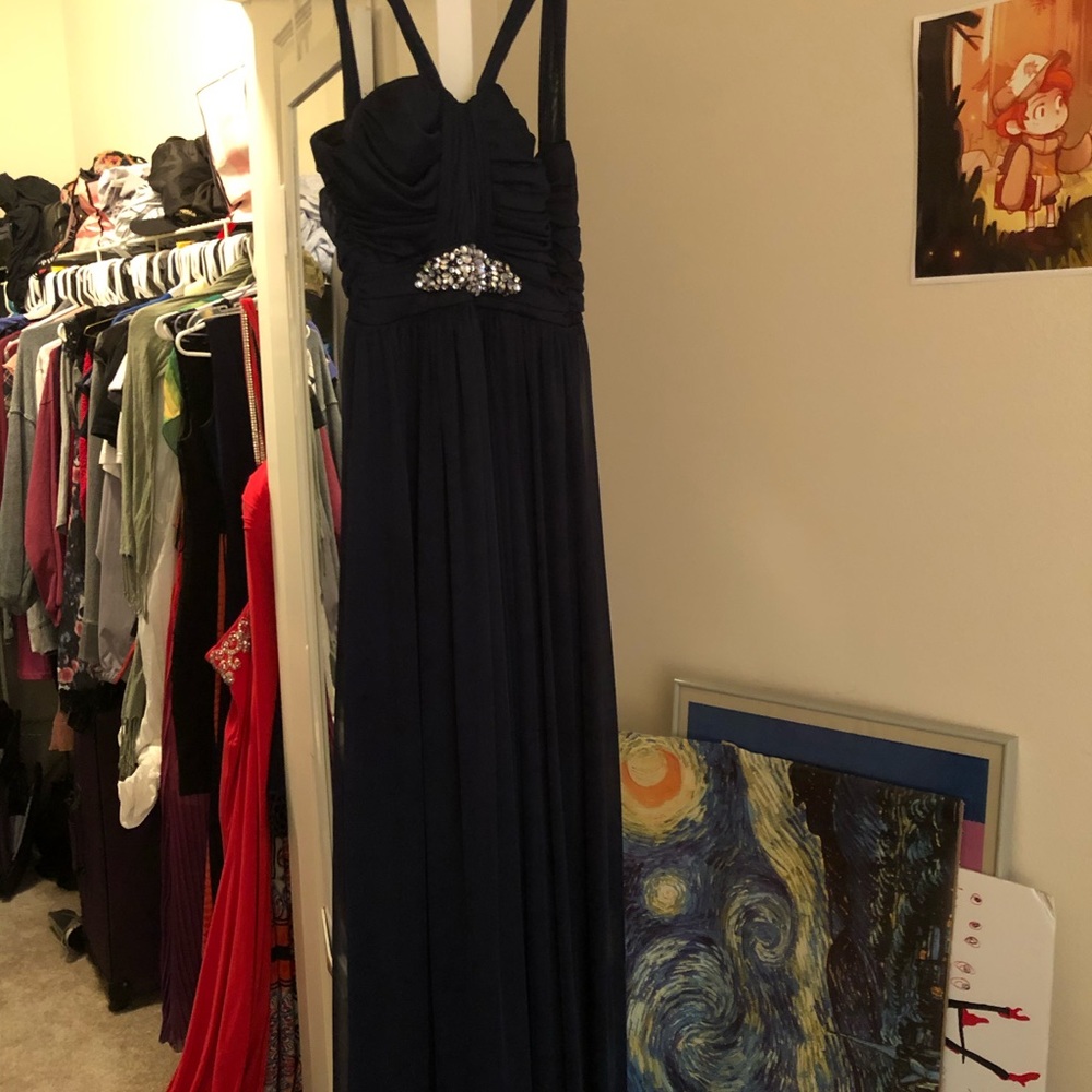 Floor-Length Navy Evening Gown